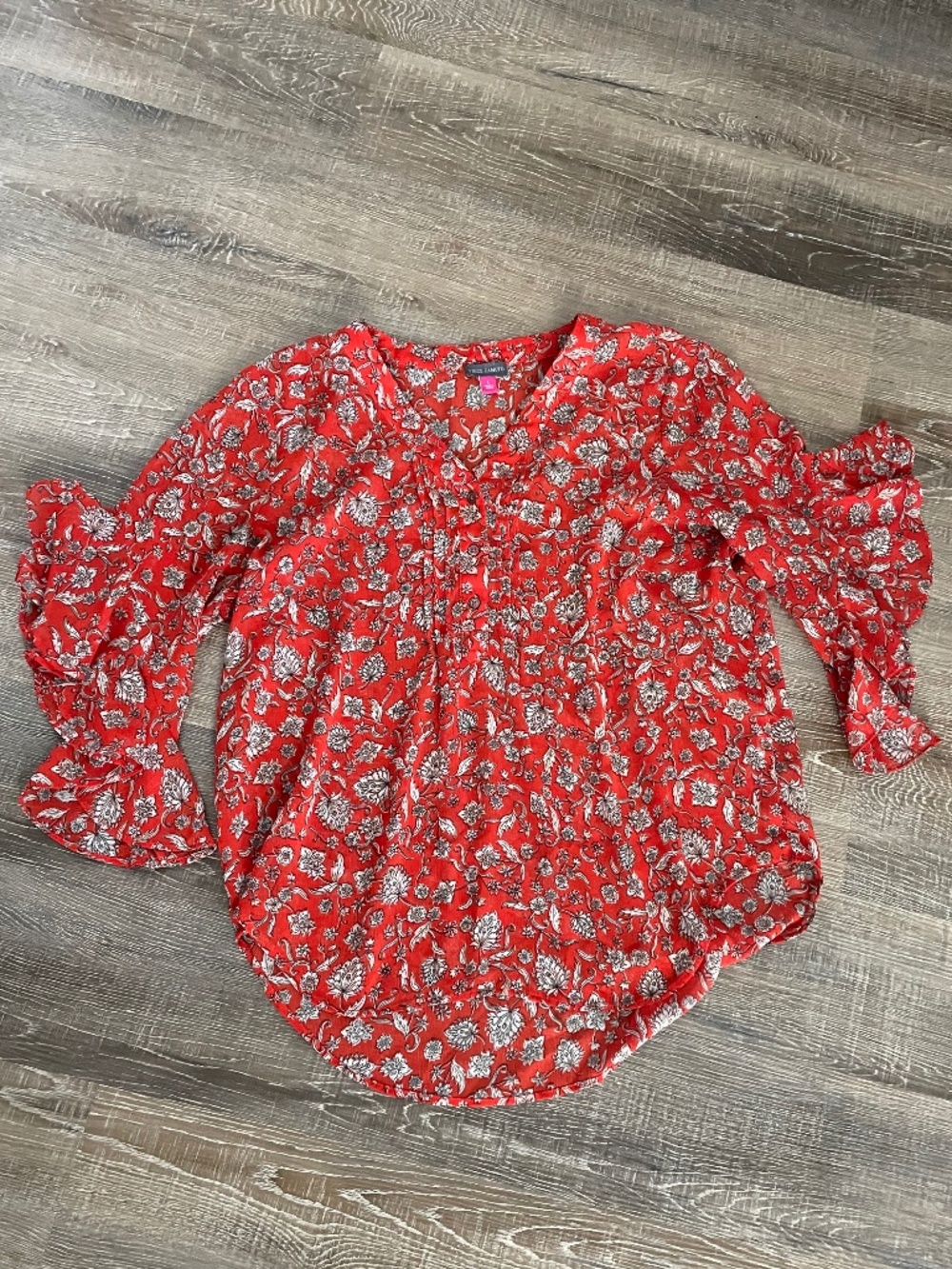 Flutter Sleeve Henley Blouse Size Large